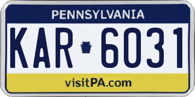 PA license plate KAR6031