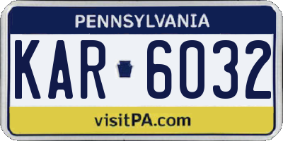 PA license plate KAR6032