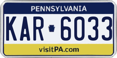 PA license plate KAR6033