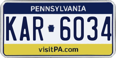 PA license plate KAR6034