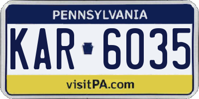 PA license plate KAR6035