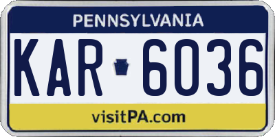 PA license plate KAR6036