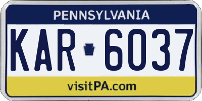 PA license plate KAR6037