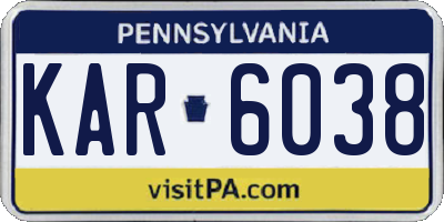 PA license plate KAR6038