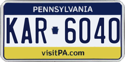 PA license plate KAR6040