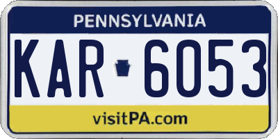 PA license plate KAR6053