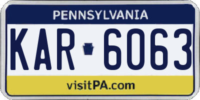 PA license plate KAR6063