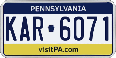 PA license plate KAR6071