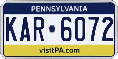 PA license plate KAR6072