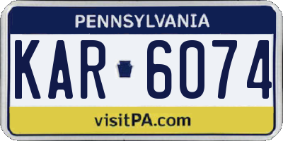 PA license plate KAR6074