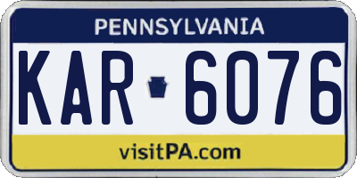 PA license plate KAR6076