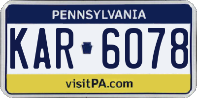PA license plate KAR6078