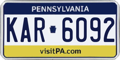 PA license plate KAR6092