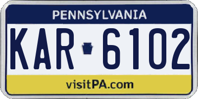 PA license plate KAR6102