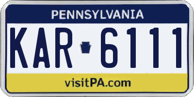 PA license plate KAR6111