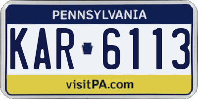 PA license plate KAR6113
