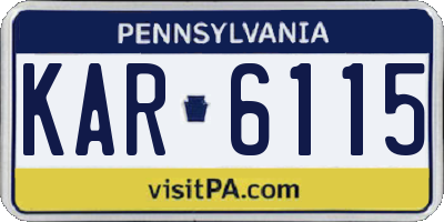 PA license plate KAR6115