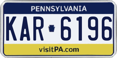 PA license plate KAR6196