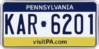 PA license plate KAR6201