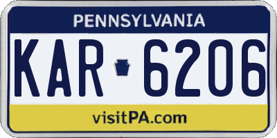 PA license plate KAR6206