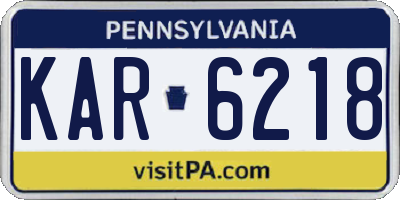 PA license plate KAR6218