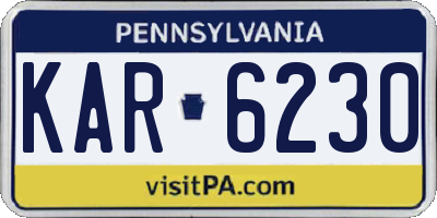 PA license plate KAR6230