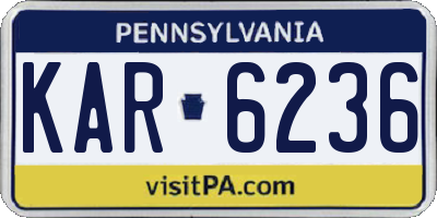 PA license plate KAR6236
