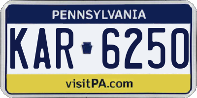 PA license plate KAR6250