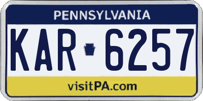 PA license plate KAR6257