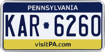 PA license plate KAR6260