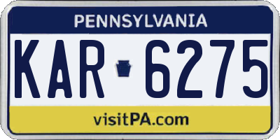 PA license plate KAR6275