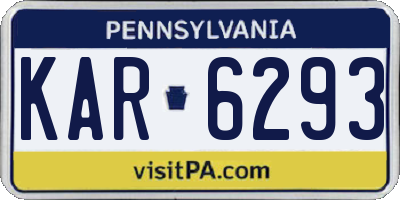 PA license plate KAR6293