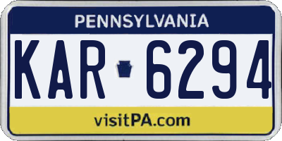 PA license plate KAR6294