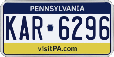 PA license plate KAR6296