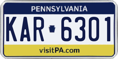 PA license plate KAR6301