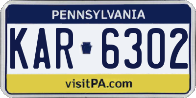 PA license plate KAR6302