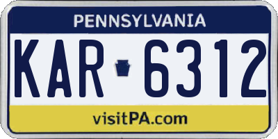 PA license plate KAR6312