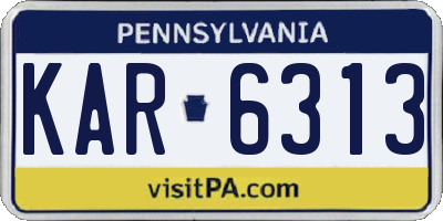 PA license plate KAR6313
