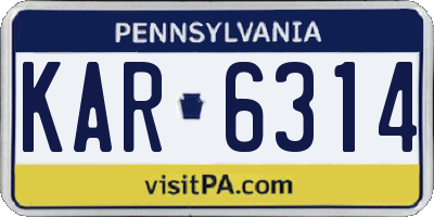 PA license plate KAR6314