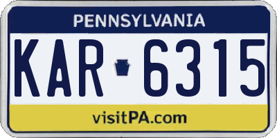 PA license plate KAR6315