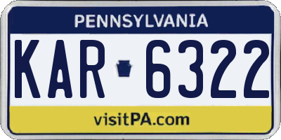 PA license plate KAR6322