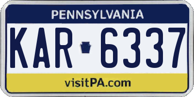 PA license plate KAR6337