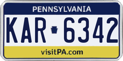 PA license plate KAR6342