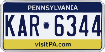 PA license plate KAR6344