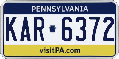 PA license plate KAR6372