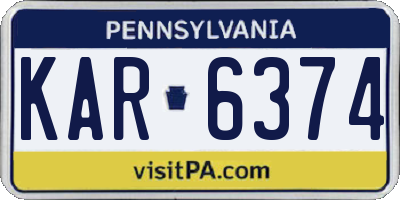 PA license plate KAR6374