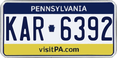 PA license plate KAR6392