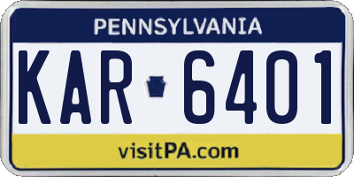 PA license plate KAR6401