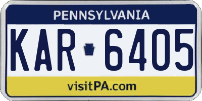 PA license plate KAR6405