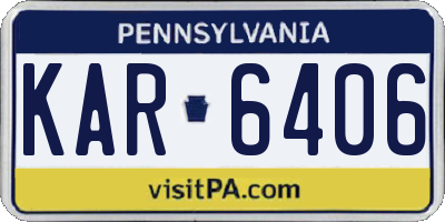 PA license plate KAR6406